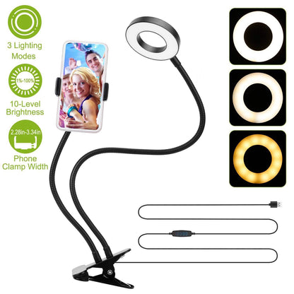 Selfie Ring with Phone Holder Clamp DailySale