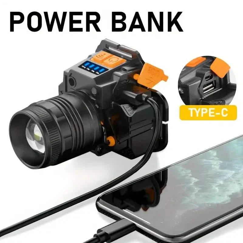 Sensor Headlights Built-in Battery USB Rechargeable 3 Modes of Portable Flashlight DailySale