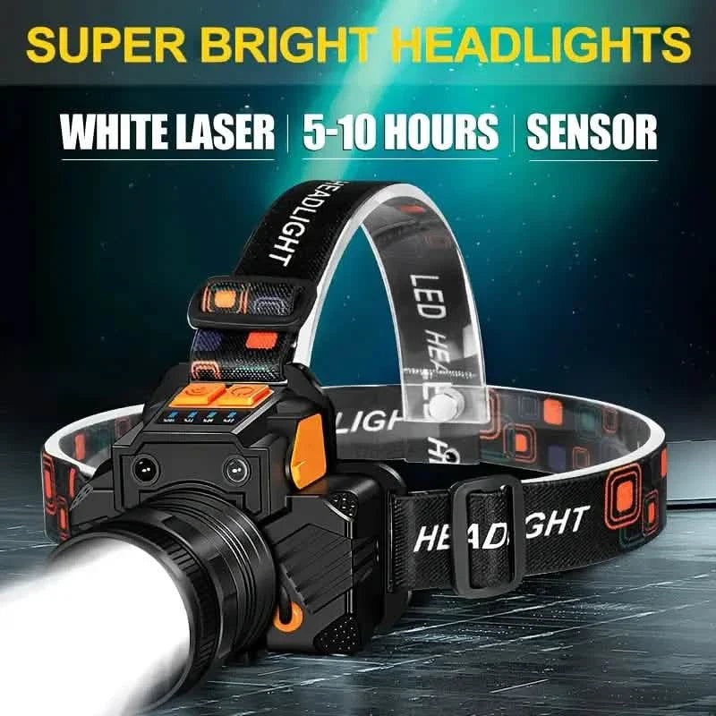 Sensor Headlights Built-in Battery USB Rechargeable 3 Modes of Portable Flashlight DailySale
