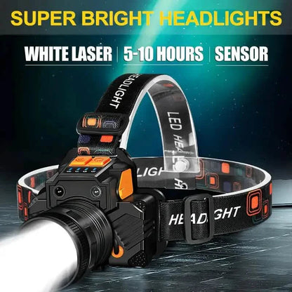 Sensor Headlights Built-in Battery USB Rechargeable 3 Modes of Portable Flashlight DailySale
