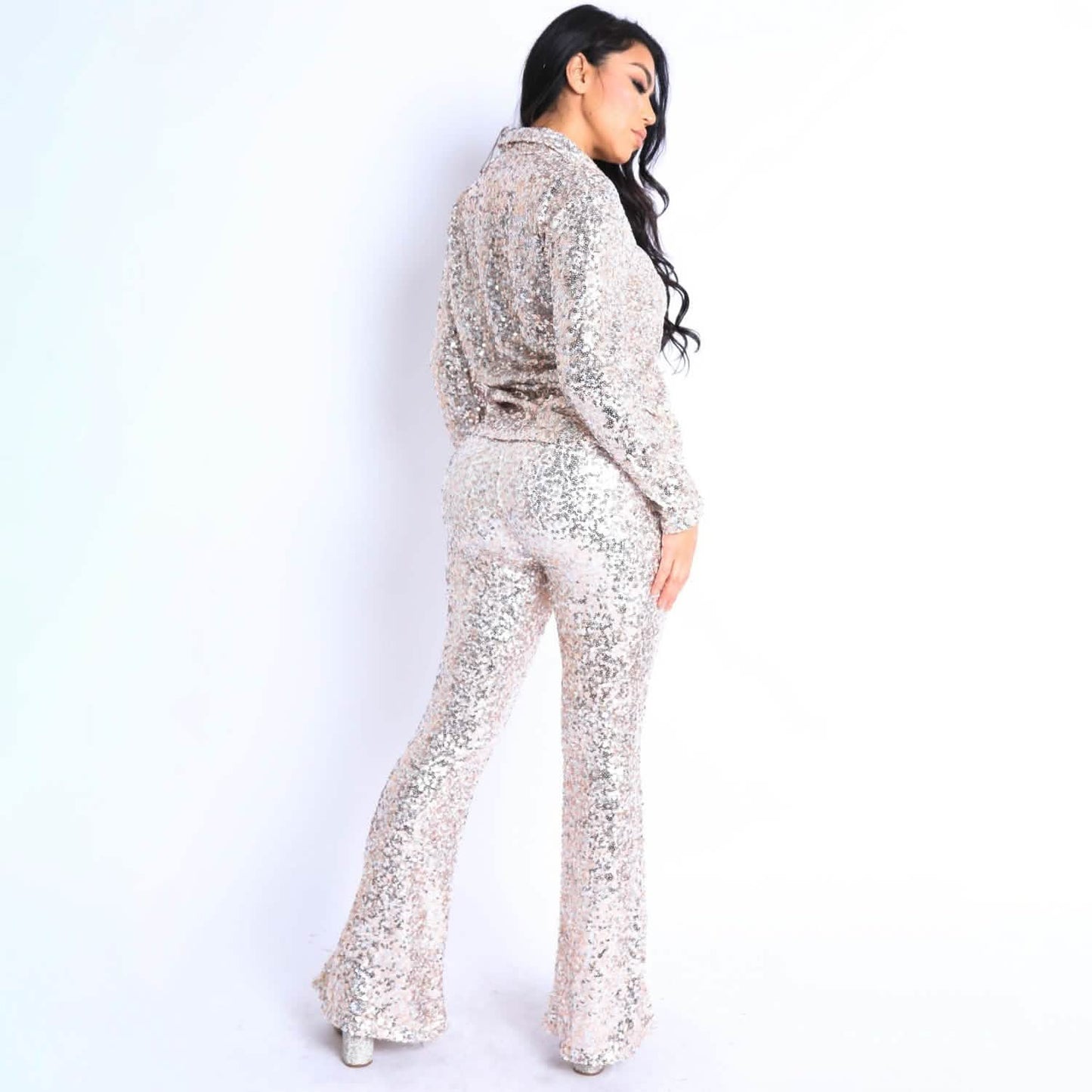 Sequin Button Down Shirt and Pant Set DailySale
