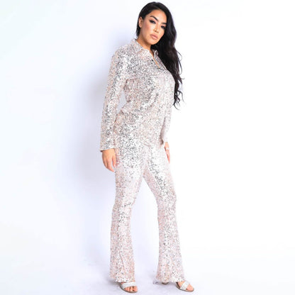 Sequin Button Down Shirt and Pant Set DailySale