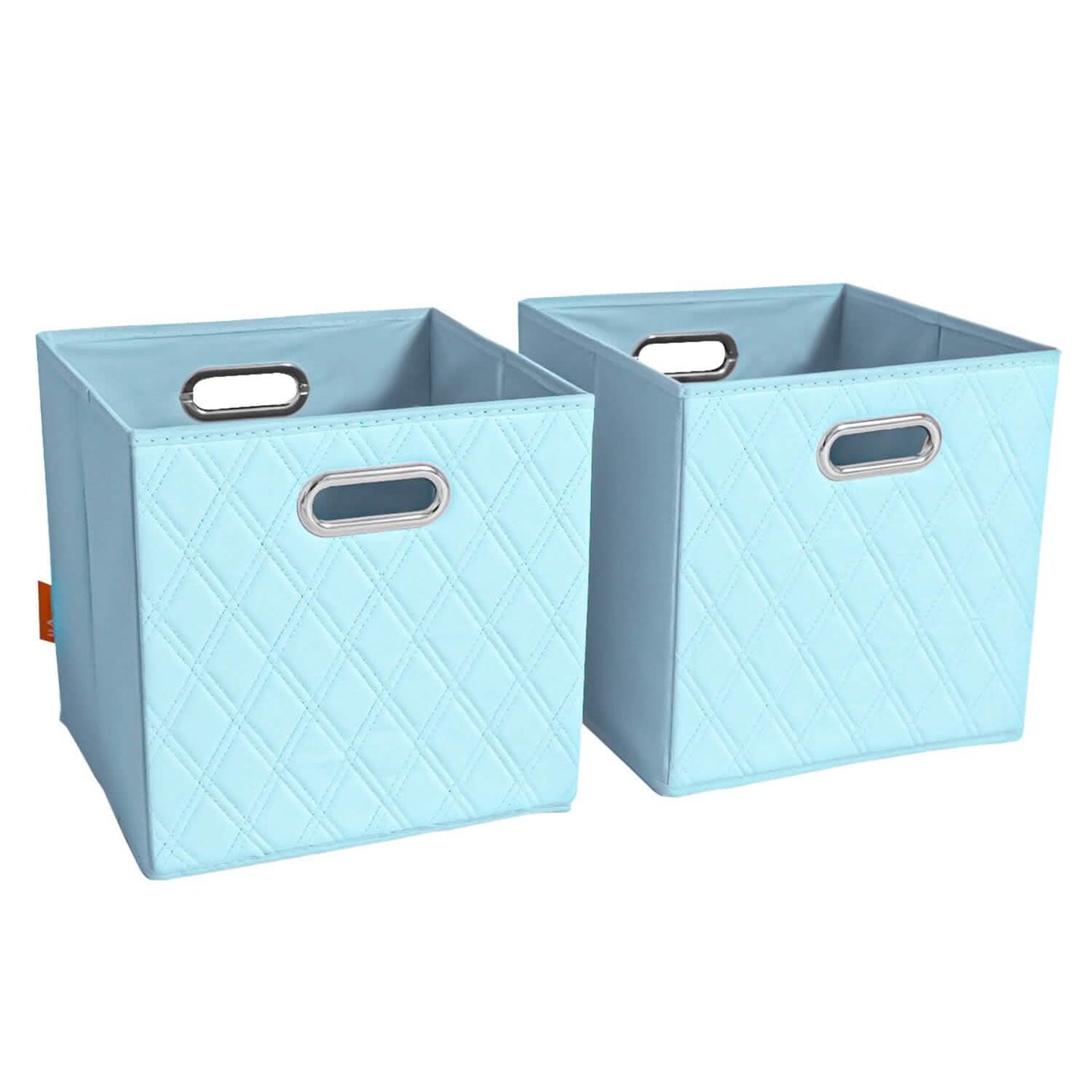 Set of 2: 11-13" Foldable Diamond Patterned Faux Leather Storage Cube Bins DailySale