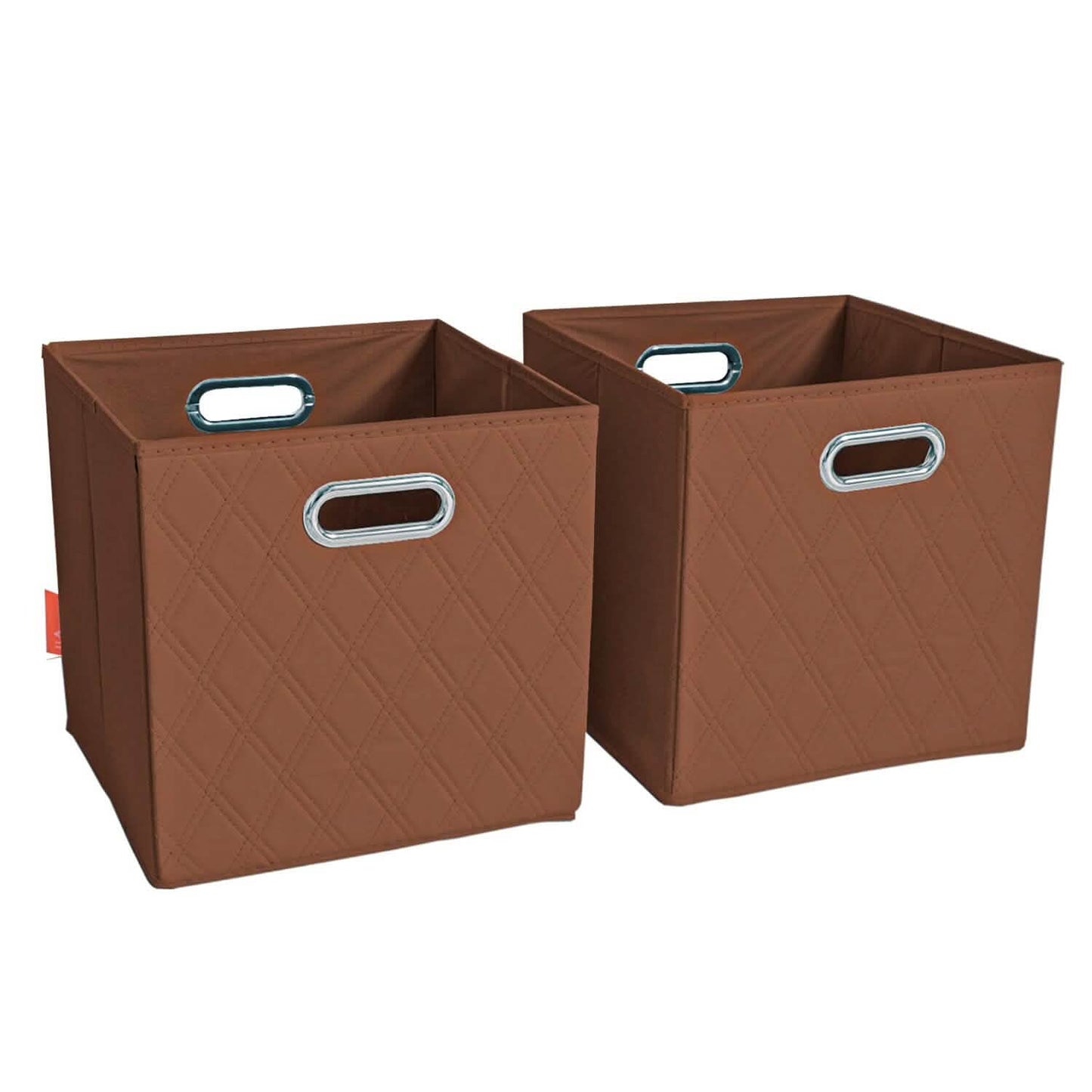 Set of 2: 11-13" Foldable Diamond Patterned Faux Leather Storage Cube Bins DailySale