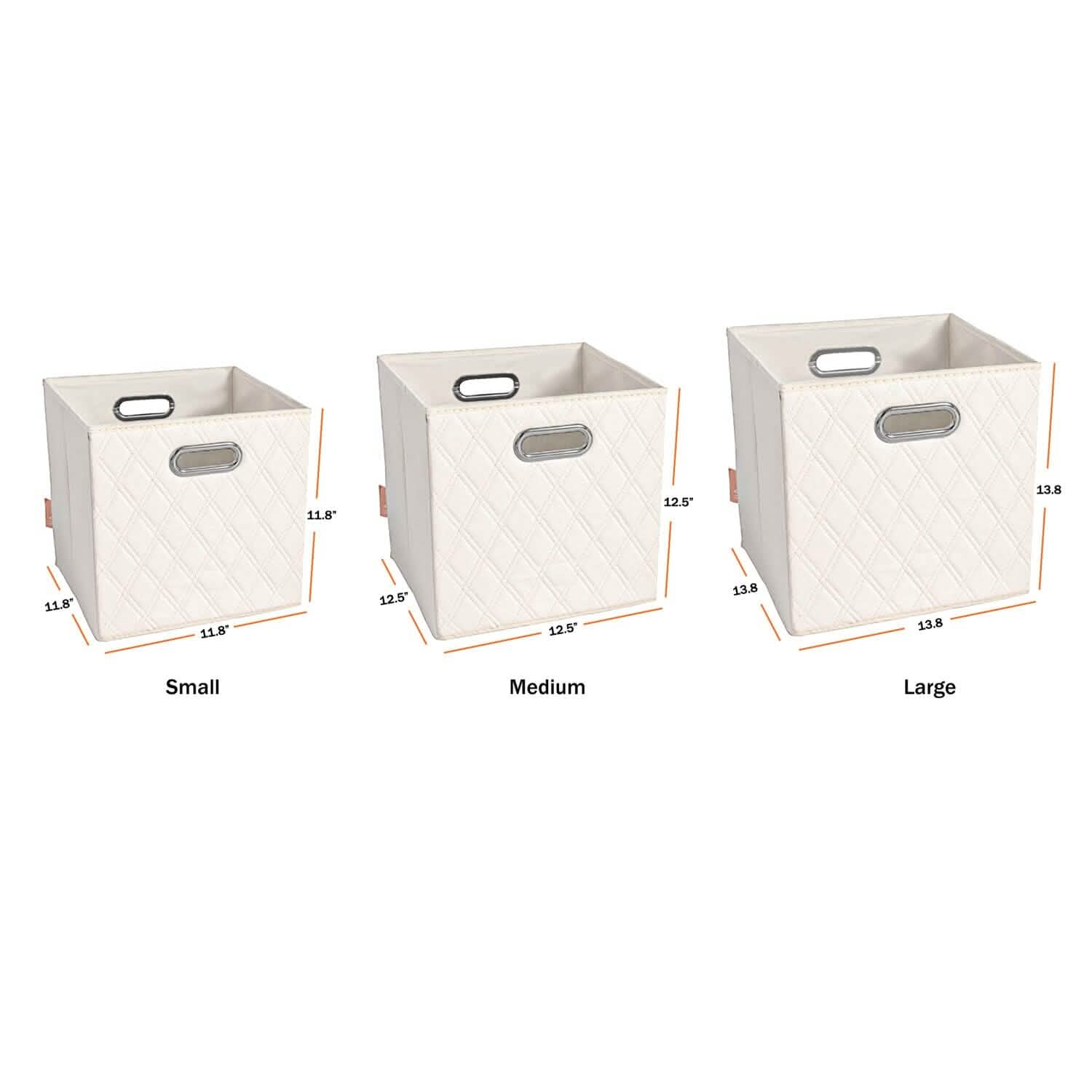 Set of 2: 11-13" Foldable Diamond Patterned Faux Leather Storage Cube Bins DailySale
