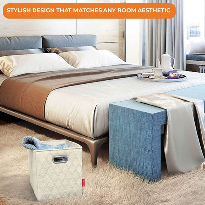 Set of 2: 11-13" Foldable Diamond Patterned Faux Leather Storage Cube Bins DailySale