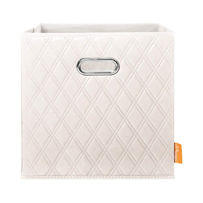 Set of 2: 11-13" Foldable Diamond Patterned Faux Leather Storage Cube Bins DailySale