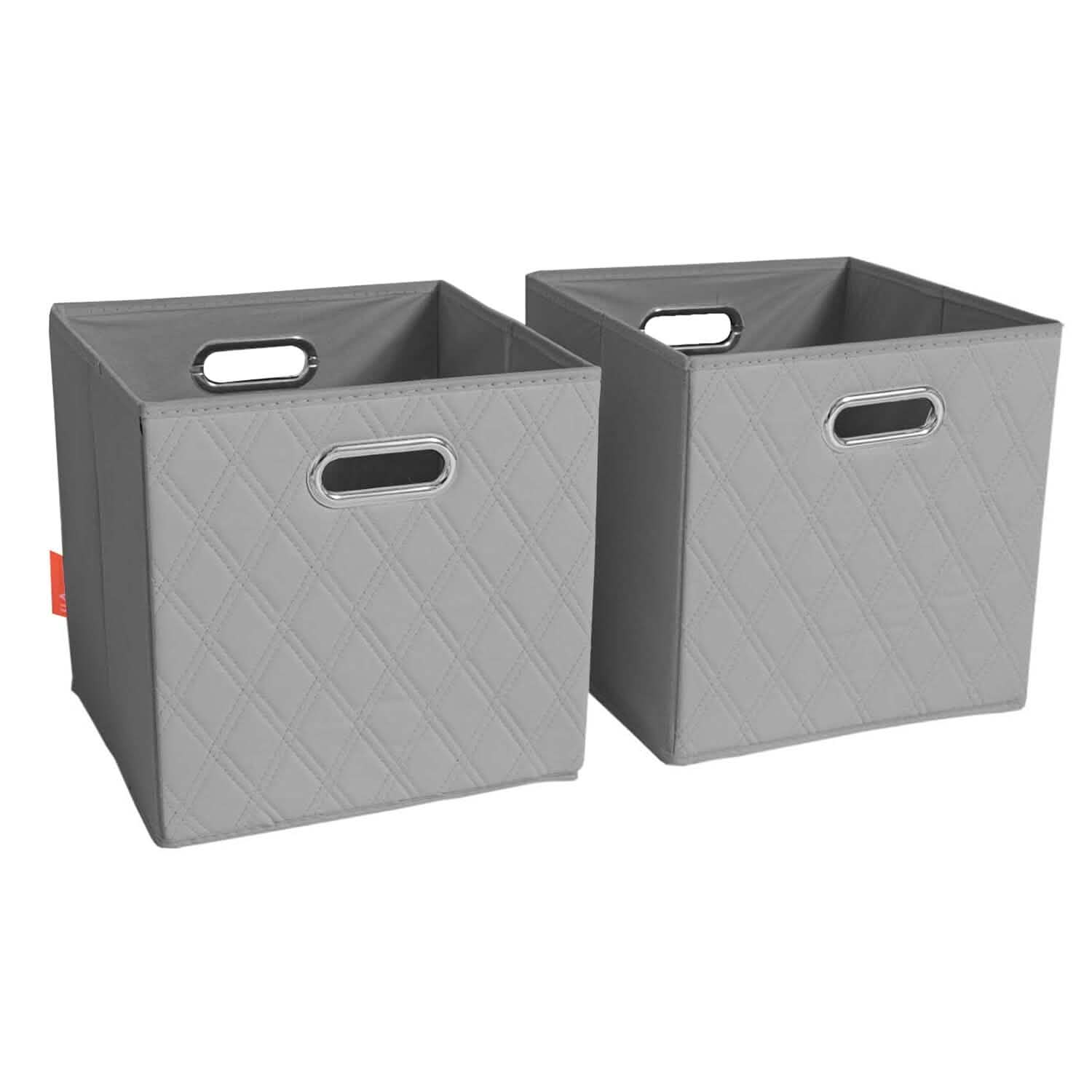 Set of 2: 11-13" Foldable Diamond Patterned Faux Leather Storage Cube Bins DailySale