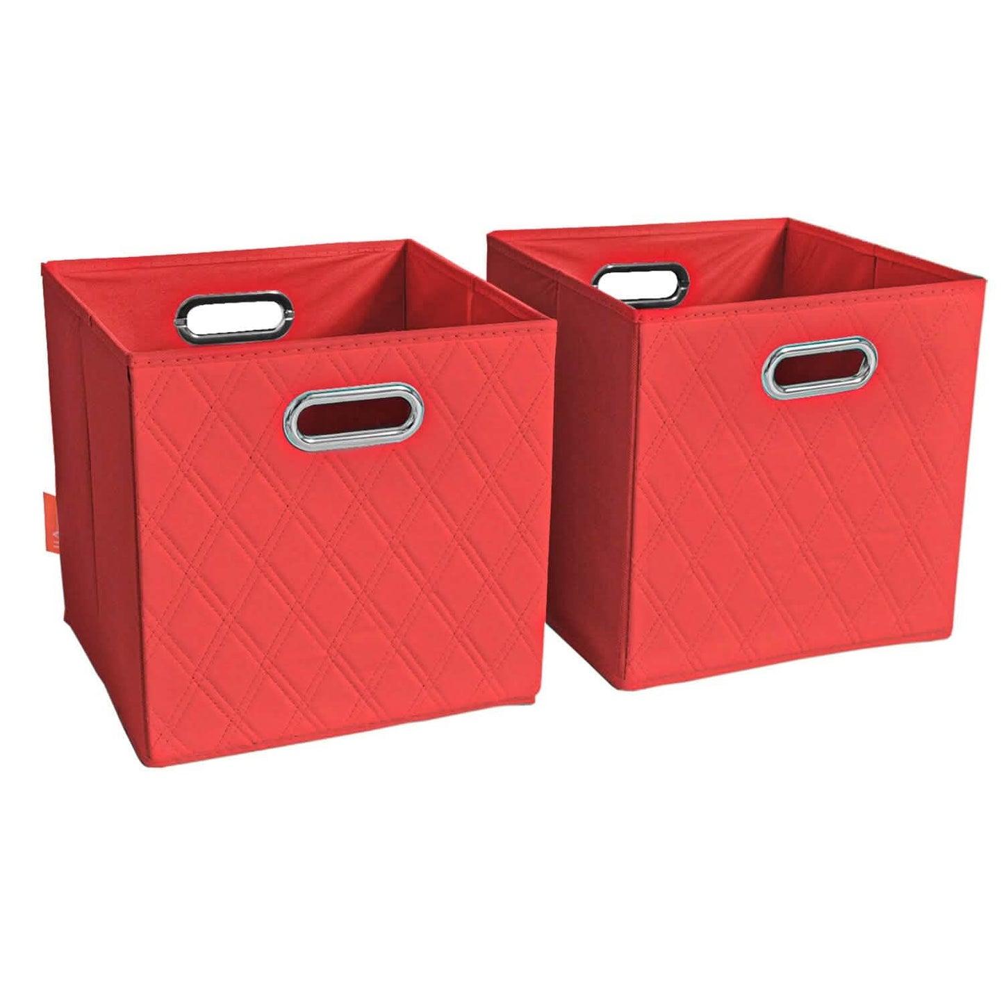 Set of 2: 11-13" Foldable Diamond Patterned Faux Leather Storage Cube Bins DailySale