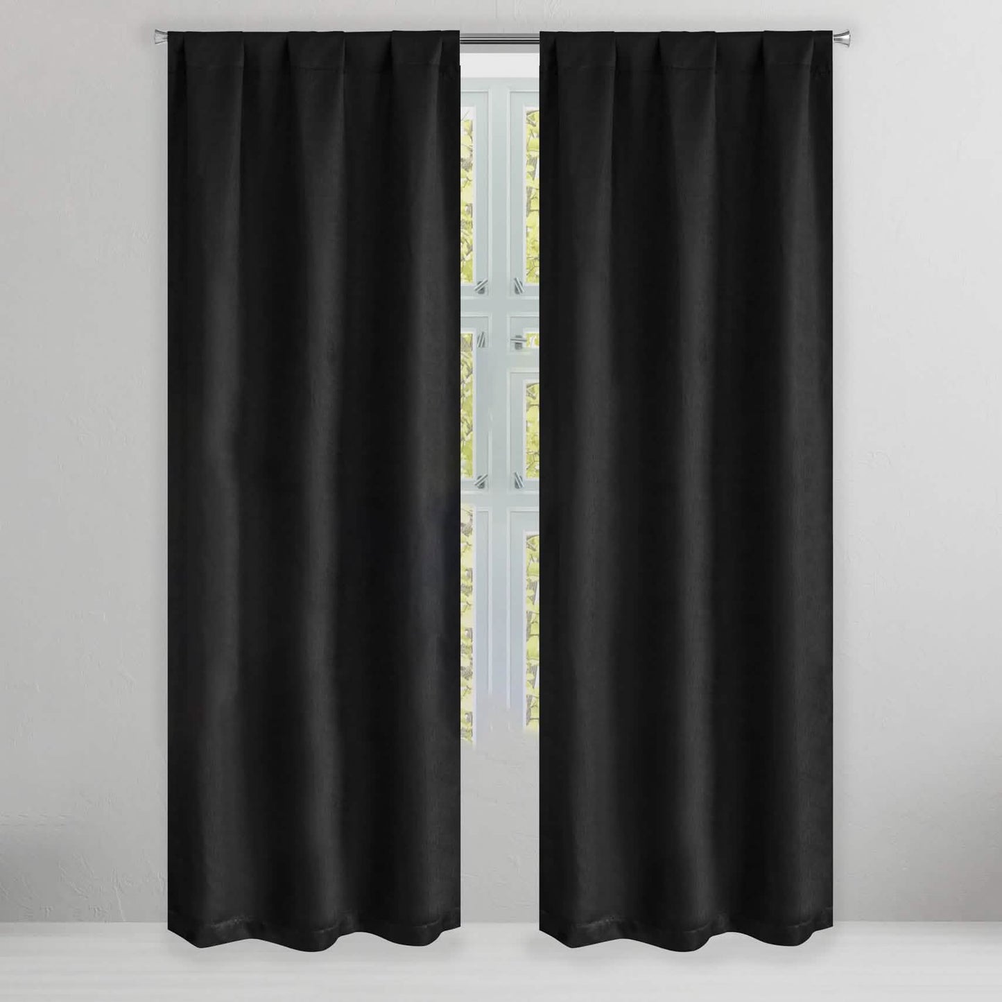 Set of 2: Brushed Textured Blackout Thermal Window Curtain Pair Panel DailySale