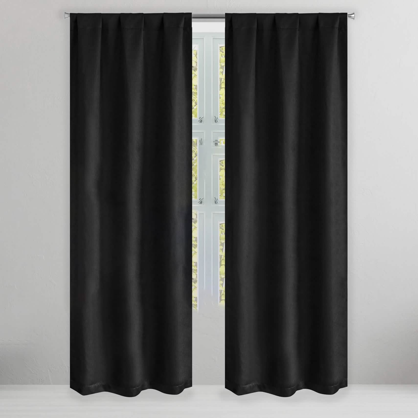 Set of 2: Brushed Textured Blackout Thermal Window Curtain Pair Panel DailySale