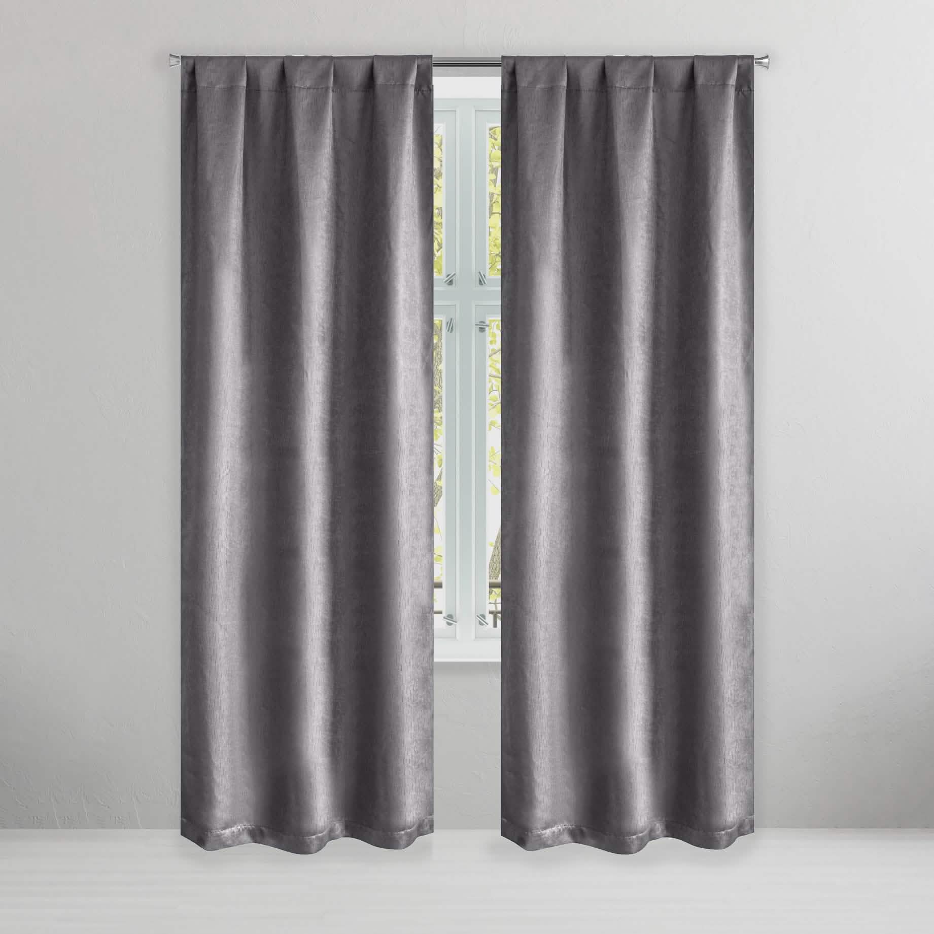 Set of 2: Brushed Textured Blackout Thermal Window Curtain Pair Panel DailySale