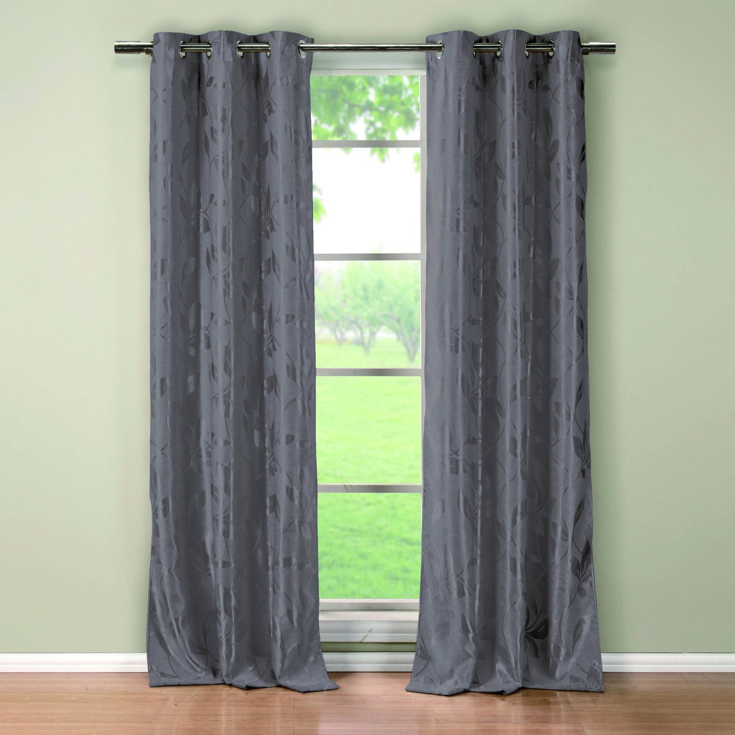 Set of 2: Floral Blackout Grommet Window Curtain Pair Panel DailySale