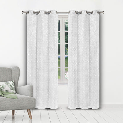 Set of 2: Geometric Print Blackout Grommet Curtain Pair Panel DailySale
