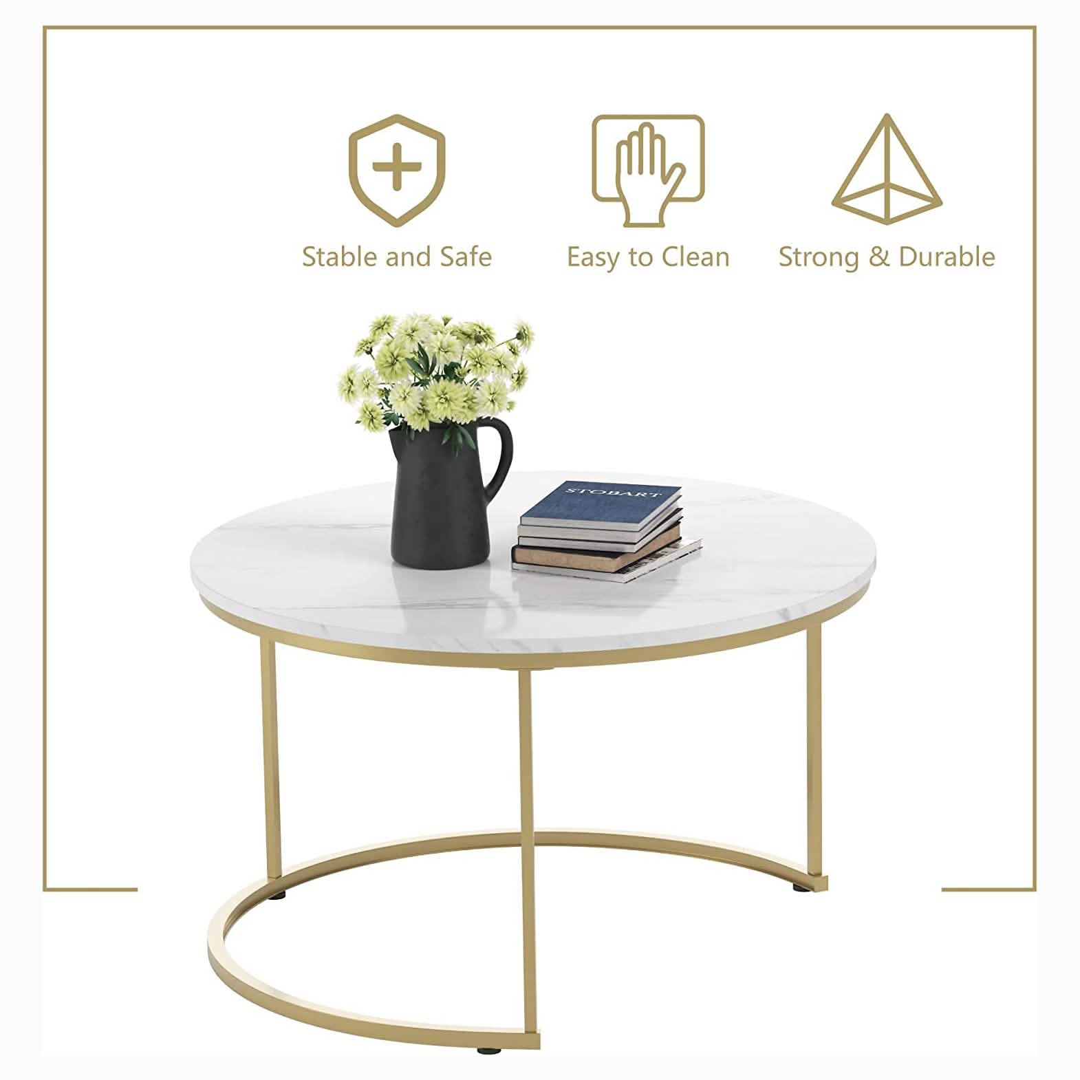 Set of 2: Modern Nesting Side Coffee Tables DailySale