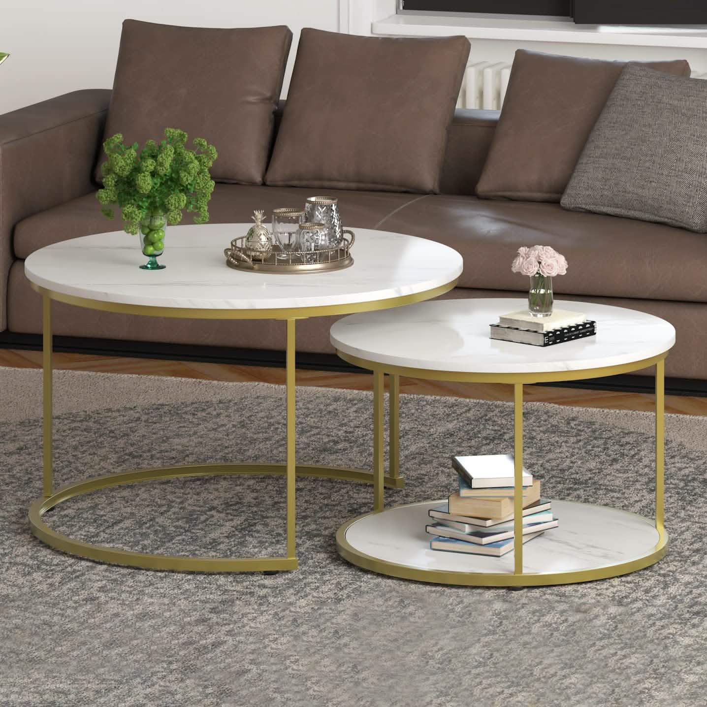 Set of 2: Modern Nesting Side Coffee Tables DailySale