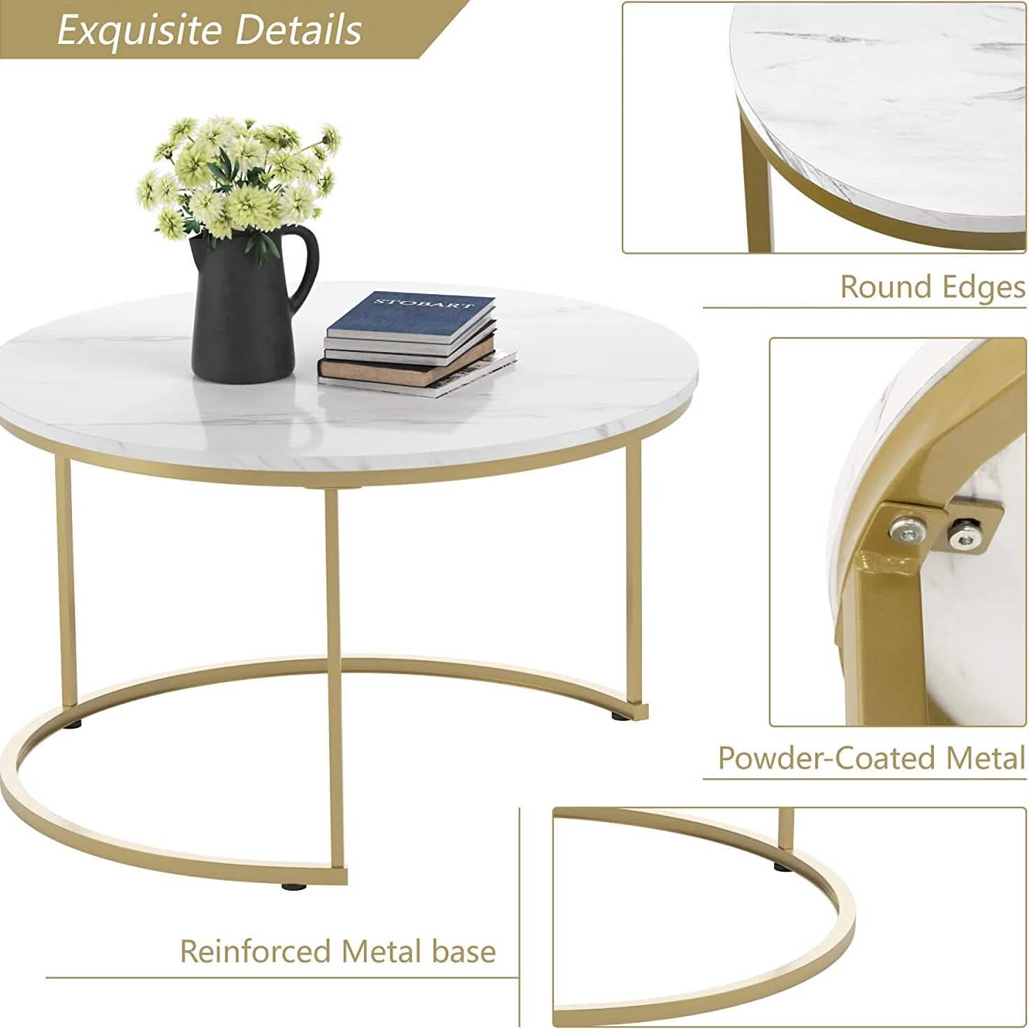 Set of 2: Modern Nesting Side Coffee Tables DailySale