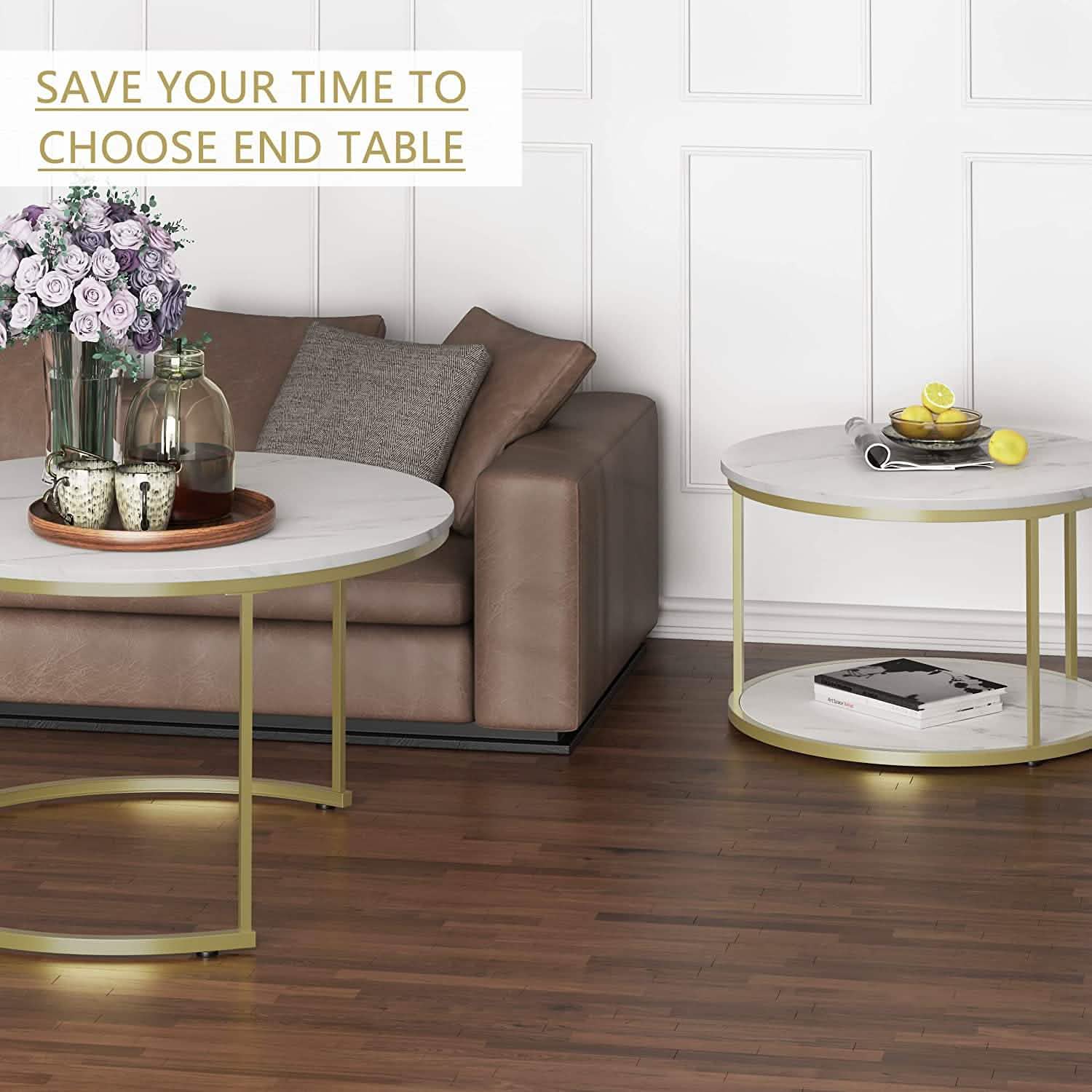 Set of 2: Modern Nesting Side Coffee Tables DailySale