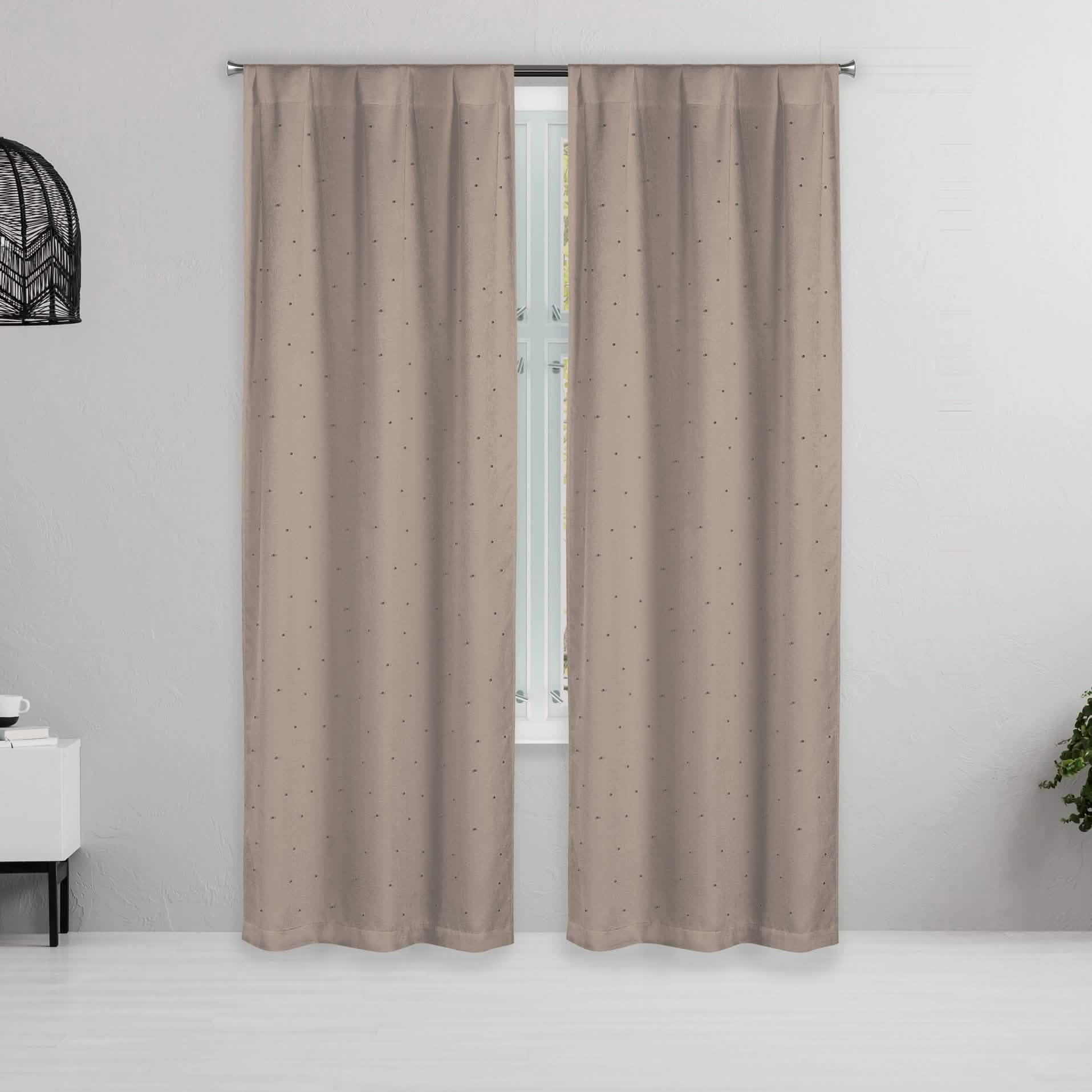 Set of 2: Pearl Detailing Design Blackout Window Curtain Pair Panel DailySale