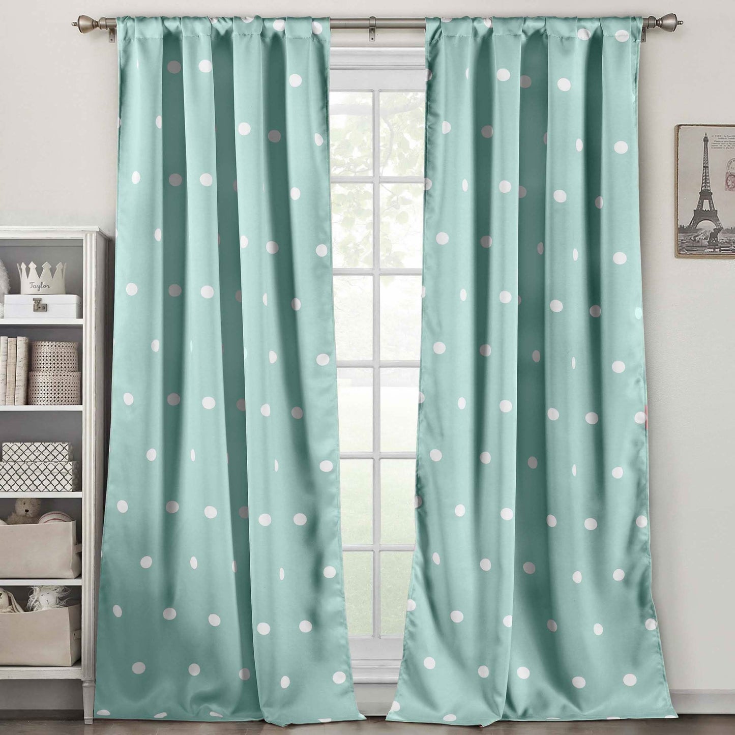 Set of 2: Polka Dots Blackout Window Curtain Pair Panel DailySale