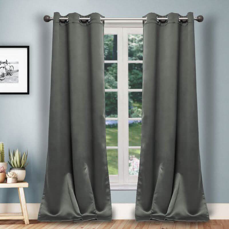 Set of 2: Solid Heavy Blackout Magnetic Window Curtain Pair Panel DailySale