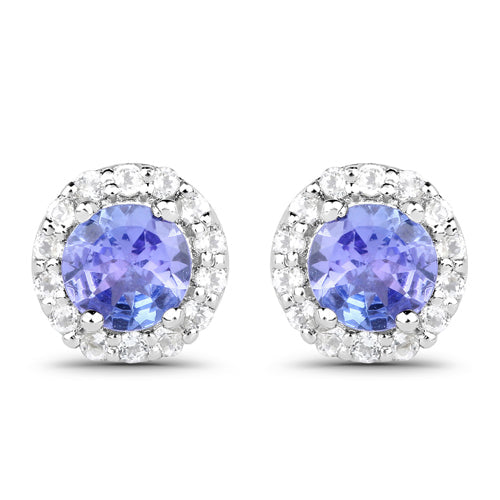3.77 Carat Genuine Tanzanite and White Topaz .925 Sterling Silver 3 Piece Jewelry Set (Ring, Earrings, and Pendant w/ Chain) Bids.com