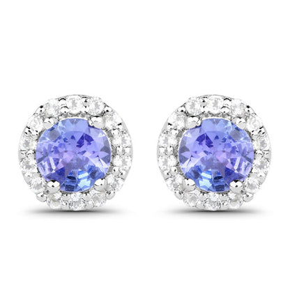 3.77 Carat Genuine Tanzanite and White Topaz .925 Sterling Silver 3 Piece Jewelry Set (Ring, Earrings, and Pendant w/ Chain) Bids.com
