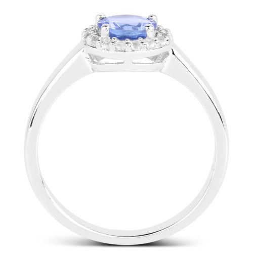 3.77 Carat Genuine Tanzanite and White Topaz .925 Sterling Silver 3 Piece Jewelry Set (Ring, Earrings, and Pendant w/ Chain) Bids.com