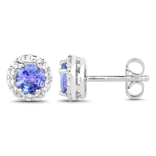 3.77 Carat Genuine Tanzanite and White Topaz .925 Sterling Silver 3 Piece Jewelry Set (Ring, Earrings, and Pendant w/ Chain) Bids.com