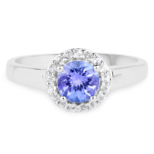 3.77 Carat Genuine Tanzanite and White Topaz .925 Sterling Silver 3 Piece Jewelry Set (Ring, Earrings, and Pendant w/ Chain) Bids.com
