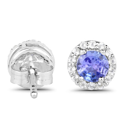 3.77 Carat Genuine Tanzanite and White Topaz .925 Sterling Silver 3 Piece Jewelry Set (Ring, Earrings, and Pendant w/ Chain) Bids.com