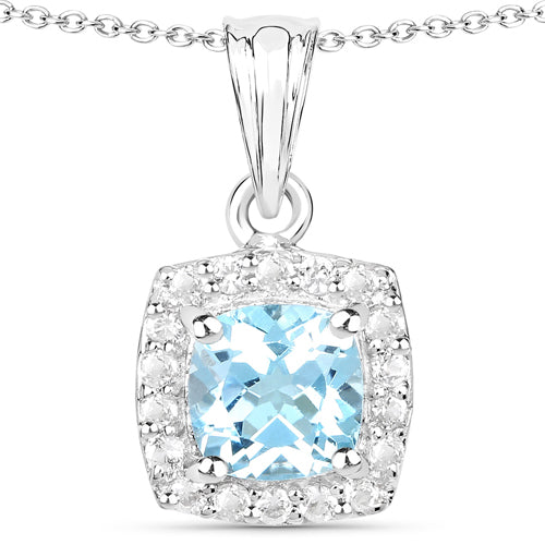 4.62 Carat Genuine Blue Topaz and White Topaz .925 Sterling Silver 3 Piece Jewelry Set (Ring, Earrings, and Pendant w/ Chain) Bids.com