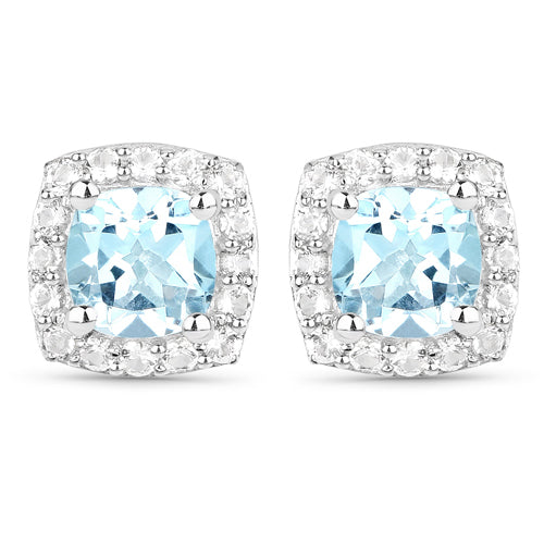 4.62 Carat Genuine Blue Topaz and White Topaz .925 Sterling Silver 3 Piece Jewelry Set (Ring, Earrings, and Pendant w/ Chain) Bids.com