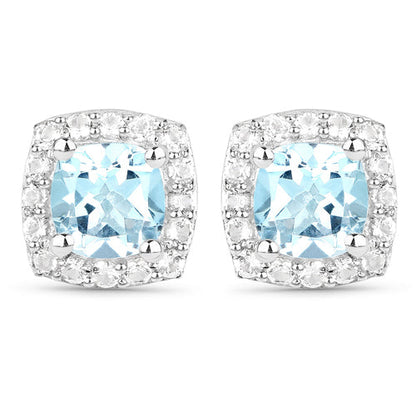 4.62 Carat Genuine Blue Topaz and White Topaz .925 Sterling Silver 3 Piece Jewelry Set (Ring, Earrings, and Pendant w/ Chain) Bids.com