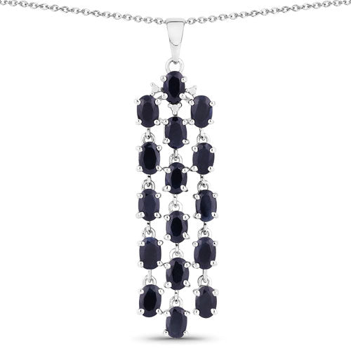 7.68 Carat Genuine Blue Sapphire .925 Sterling Silver Pendant Bids.com