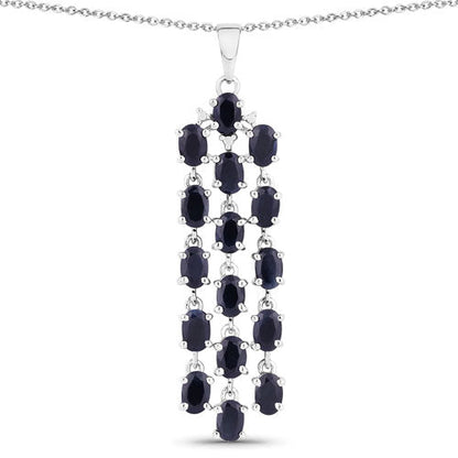 7.68 Carat Genuine Blue Sapphire .925 Sterling Silver Pendant Bids.com