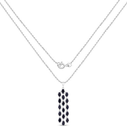 7.68 Carat Genuine Blue Sapphire .925 Sterling Silver Pendant Bids.com