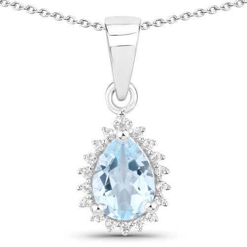 2.00 Carat Genuine Blue Topaz and White Topaz .925 Sterling Silver Jewelry Set Bids.com
