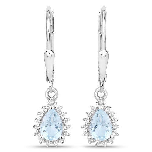 2.00 Carat Genuine Blue Topaz and White Topaz .925 Sterling Silver Jewelry Set Bids.com