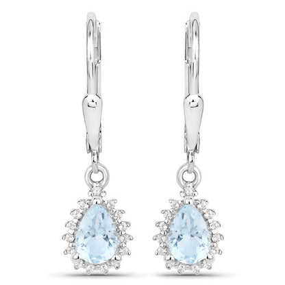 2.00 Carat Genuine Blue Topaz and White Topaz .925 Sterling Silver Jewelry Set Bids.com