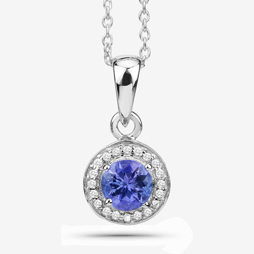 1.05 Carat Genuine Tanzanite and White Topaz .925 Sterling Silver Pendant Bids.com