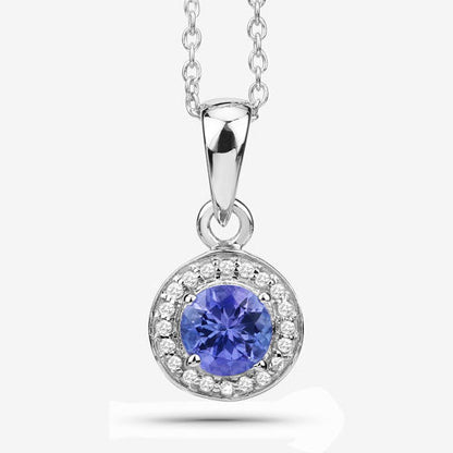 1.05 Carat Genuine Tanzanite and White Topaz .925 Sterling Silver Pendant Bids.com