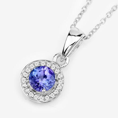 1.05 Carat Genuine Tanzanite and White Topaz .925 Sterling Silver Pendant Bids.com