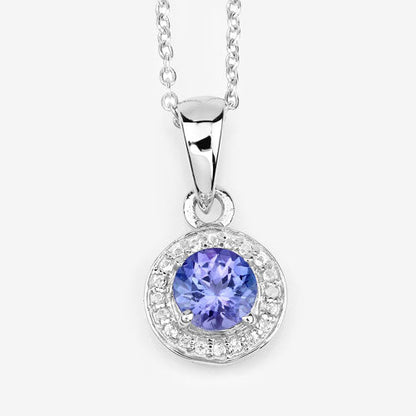 1.05 Carat Genuine Tanzanite and White Topaz .925 Sterling Silver Pendant Bids.com