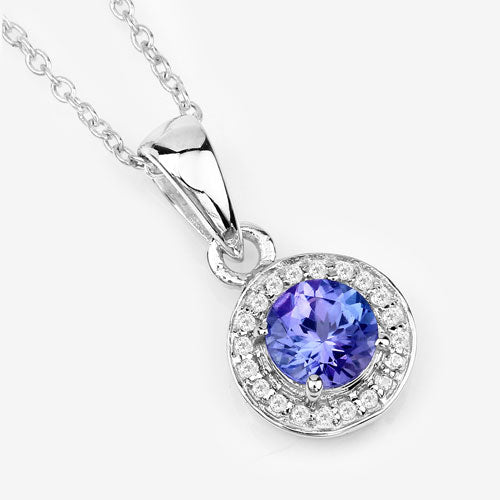 1.05 Carat Genuine Tanzanite and White Topaz .925 Sterling Silver Pendant Bids.com