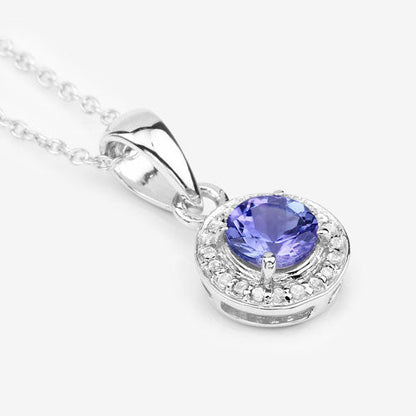 1.05 Carat Genuine Tanzanite and White Topaz .925 Sterling Silver Pendant Bids.com