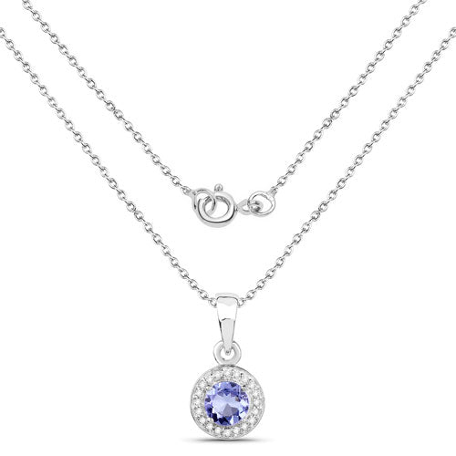 1.05 Carat Genuine Tanzanite and White Topaz .925 Sterling Silver Pendant Bids.com
