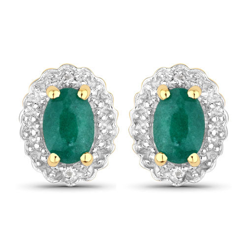 1.71 Carat Dyed Emerald and White Topaz .925 Sterling Silver Jewelry Set Bids.com