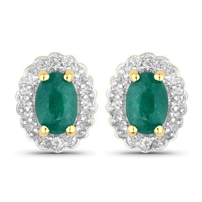 1.71 Carat Dyed Emerald and White Topaz .925 Sterling Silver Jewelry Set Bids.com