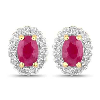 1.94 Carat Genuine Johnson Ruby and White Topaz .925 Sterling Silver Jewelry Set Bids.com
